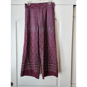 Wide Leg Pants Women's Sz 30 High Waist Pink Boho Canvas Tribal Beach‎ Hippie